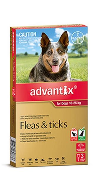 ADVANTIX DOG 10-25KG RED 3'S