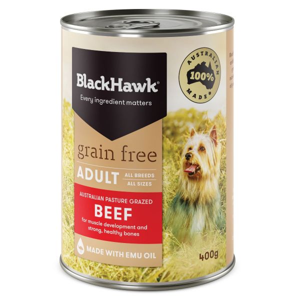 BLACK HAWK DOG GRAIN FREE BEEF 400G 12